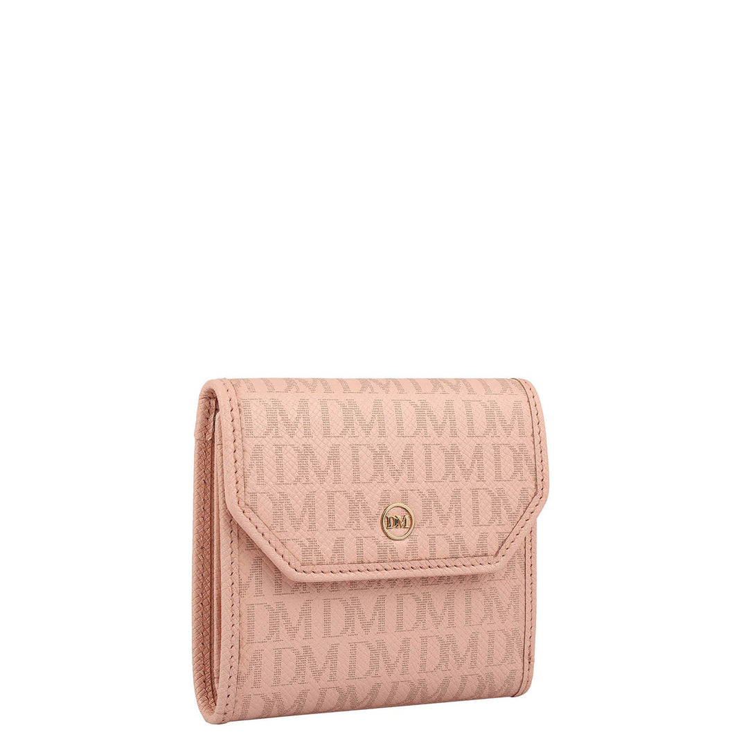 Monogram Leather Ladies Wallet - Peach
