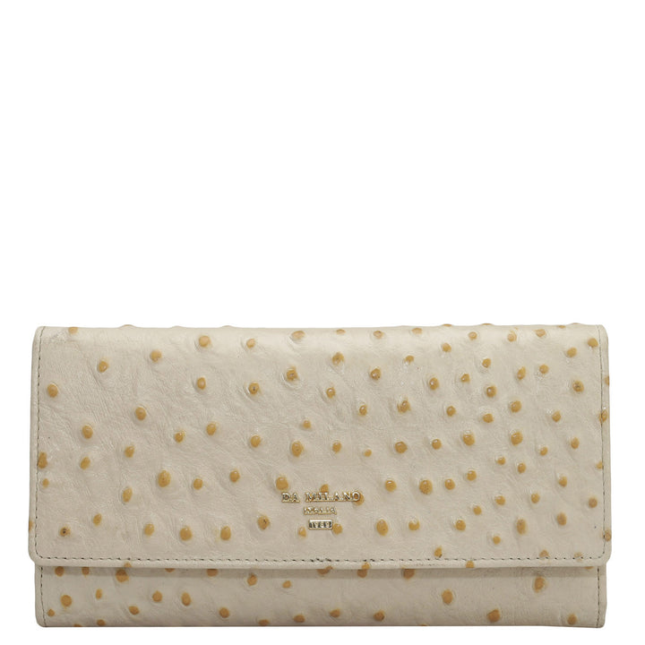 Ostrich Leather Ladies Wallet - Vanilla