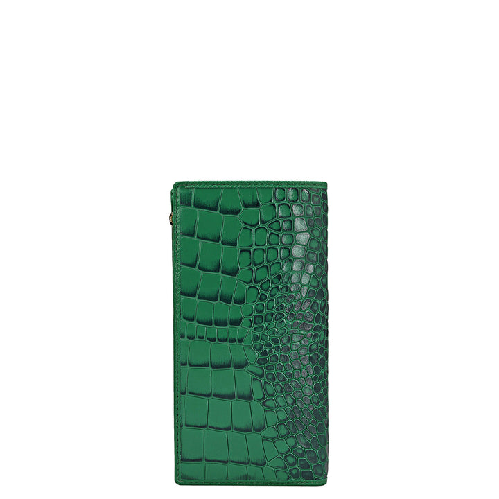 Croco Leather Ladies Wallet - Sea Weed