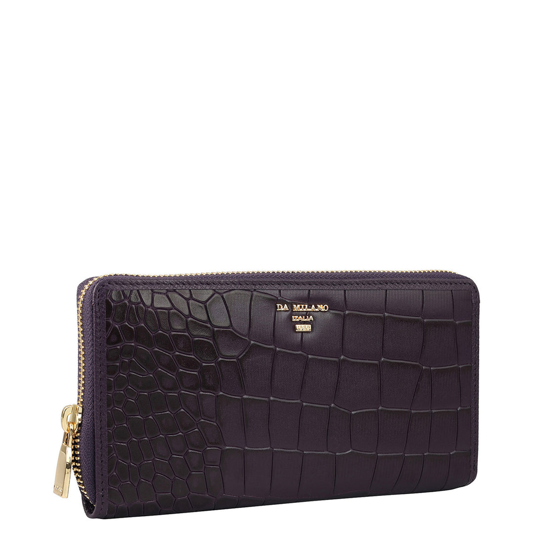 Croco Leather Ladies Wallet - Grapevine