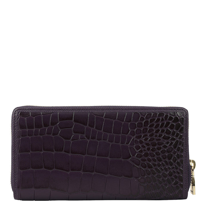Croco Leather Ladies Wallet - Grapevine