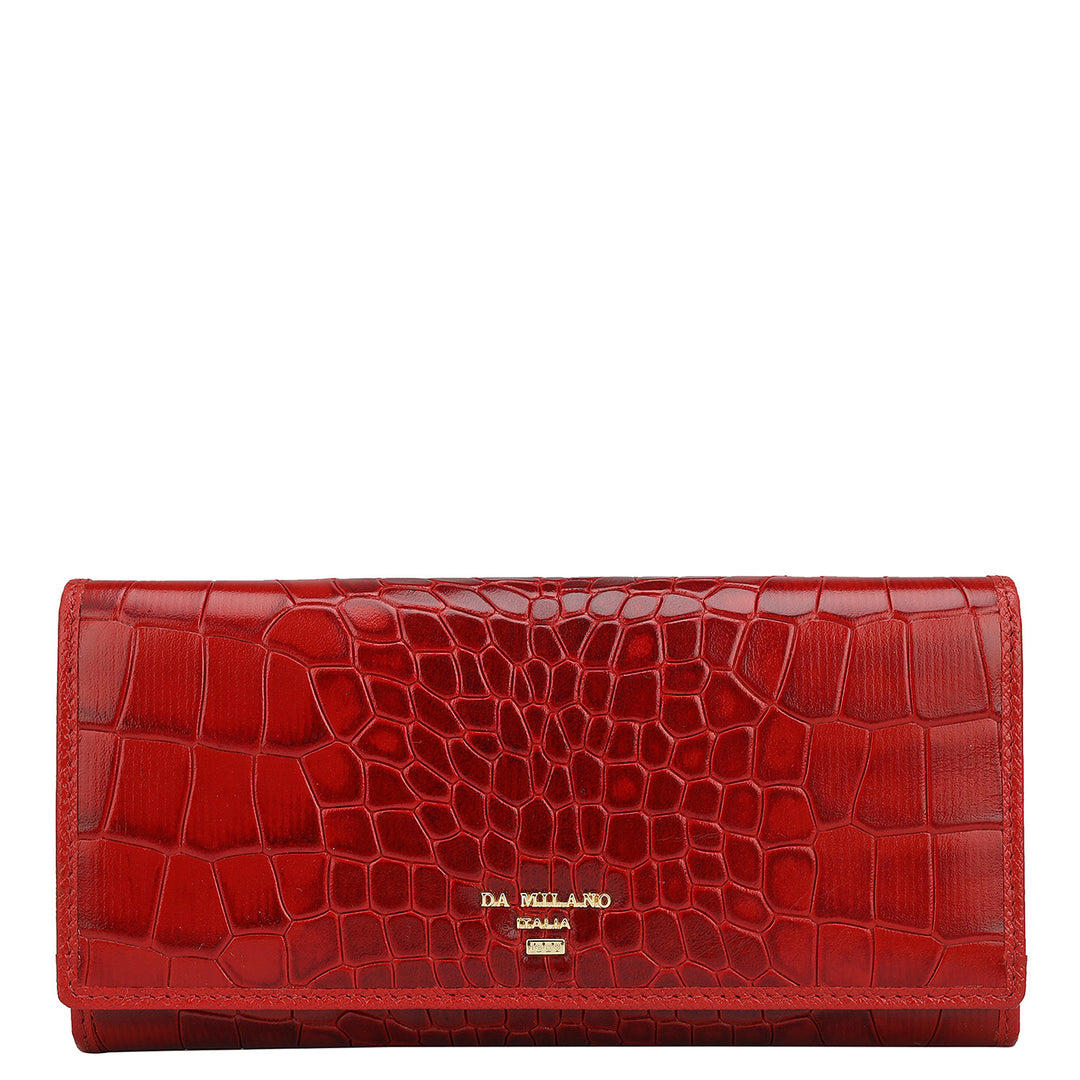 Croco Leather Ladies Wallet - Red