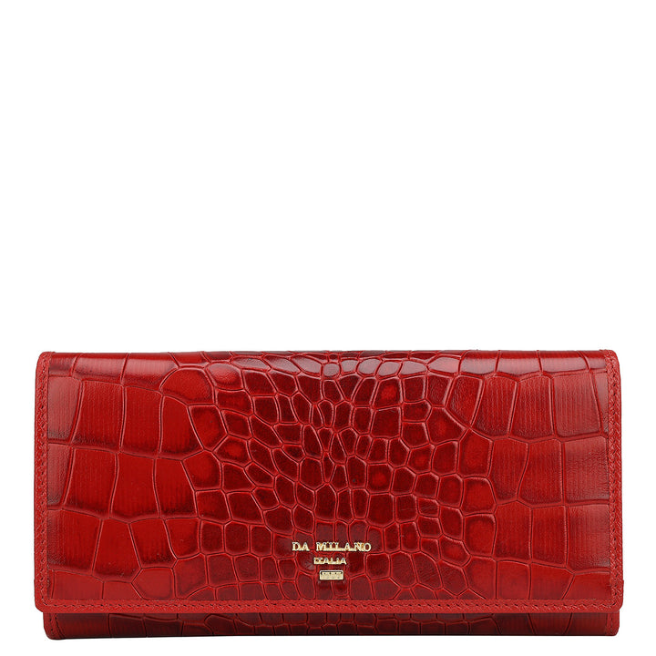 Croco Leather Ladies Wallet - Red
