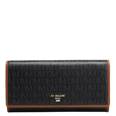 Monogram Leather Ladies Wallet - Black