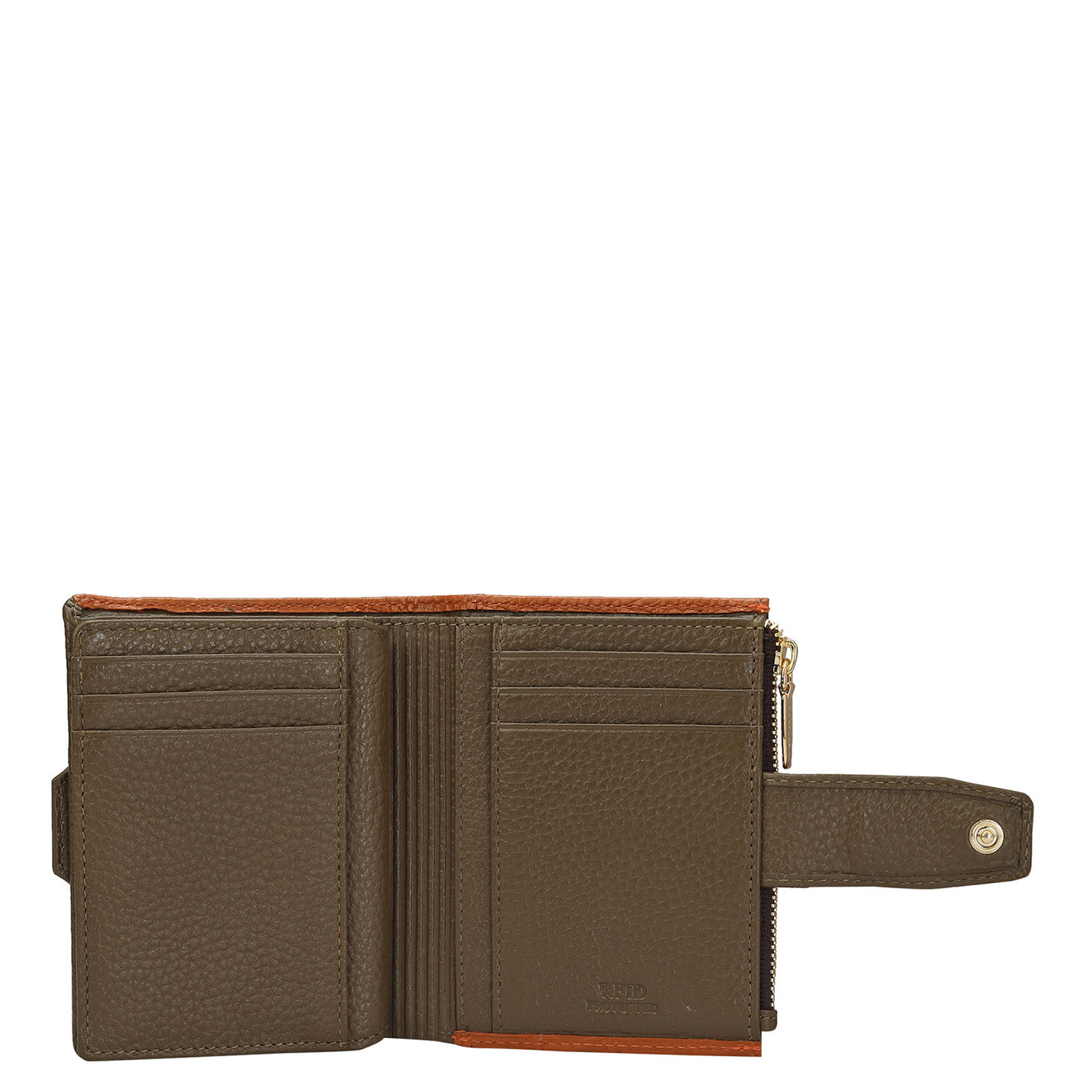 Monogram Leather Ladies Wallet - Orange