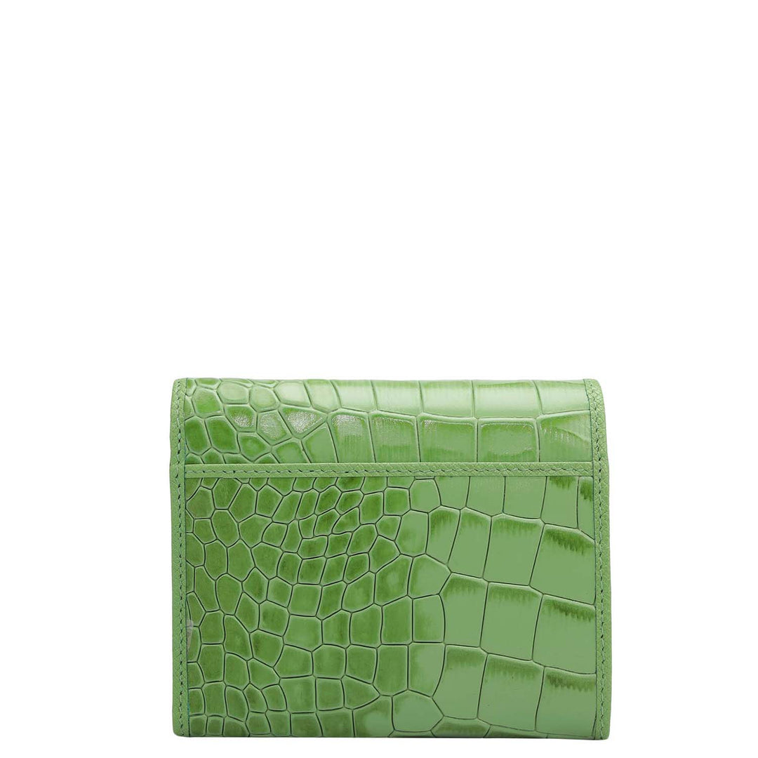 Croco Leather Ladies Wallet - Kiwi