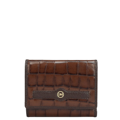 Croco Leather Ladies Wallet - Brown