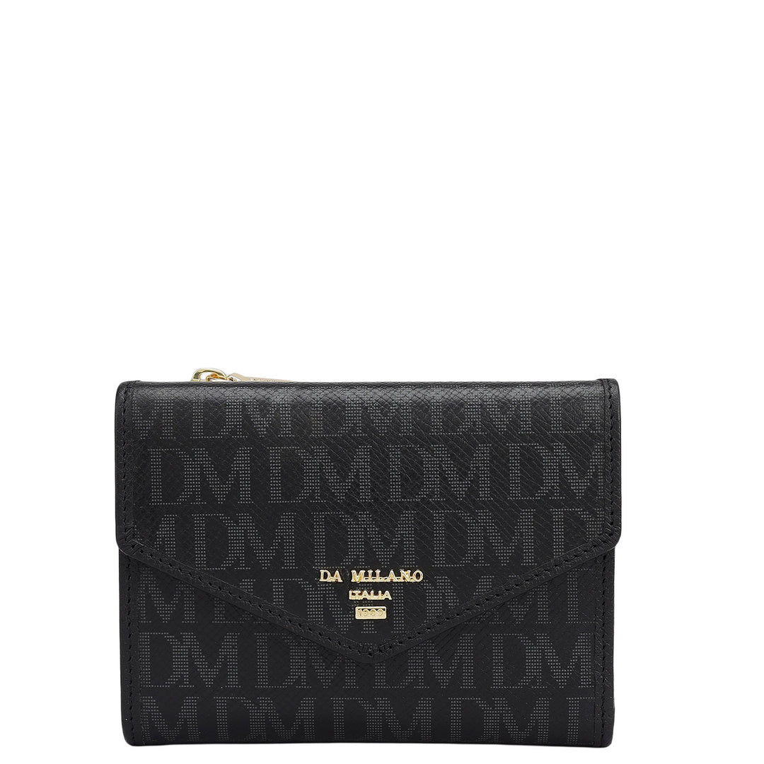 Monogram Leather Ladies Wallet - Black