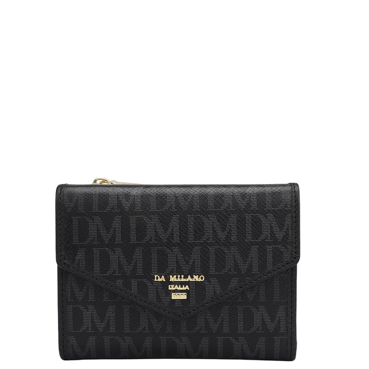 Monogram Leather Ladies Wallet - Black