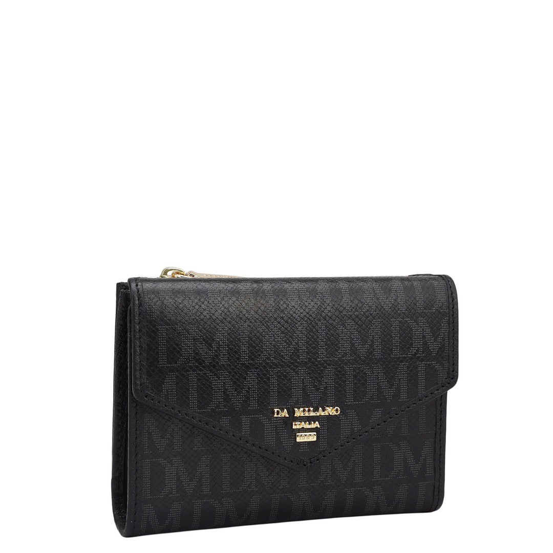 Monogram Leather Ladies Wallet - Black