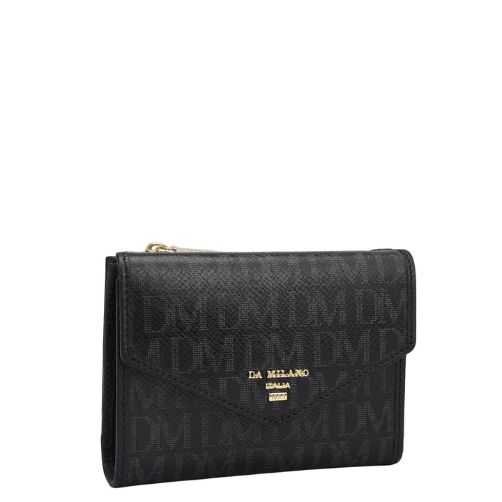 Monogram Leather Ladies Wallet - Black