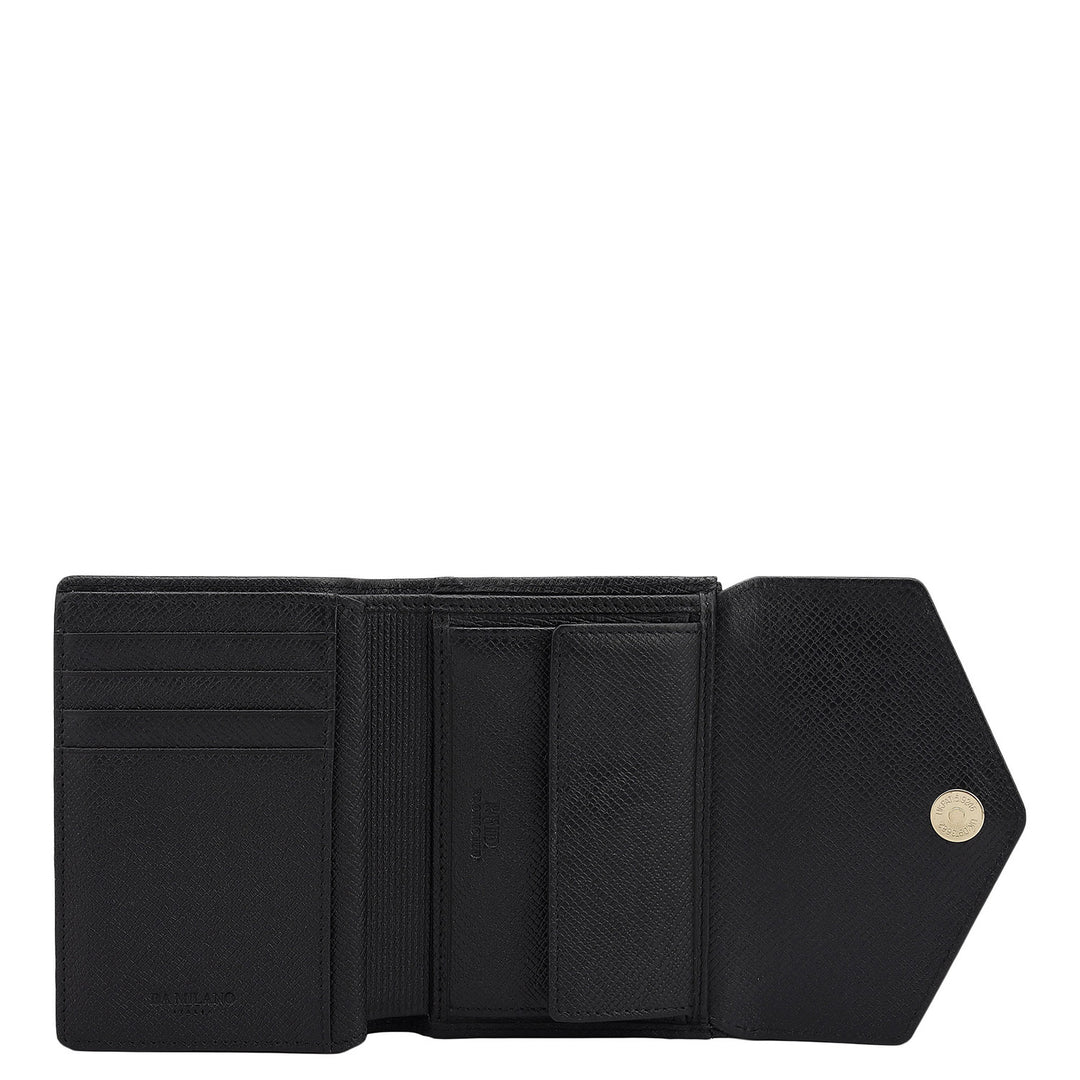 Monogram Leather Ladies Wallet - Black