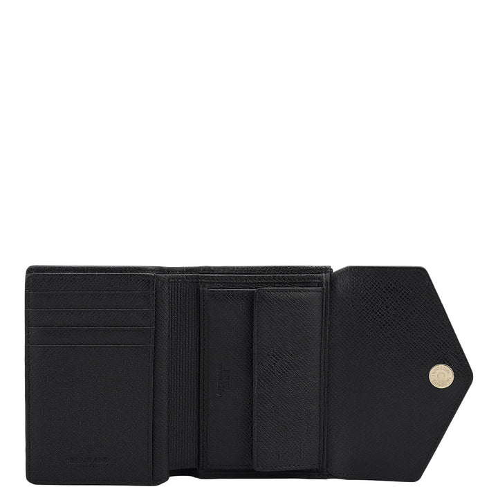 Monogram Leather Ladies Wallet - Black