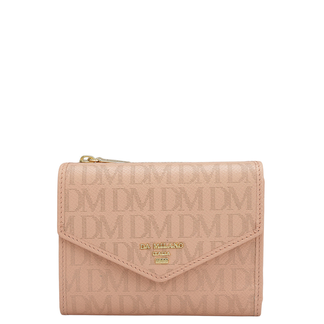 Monogram Leather Ladies Wallet - Peach
