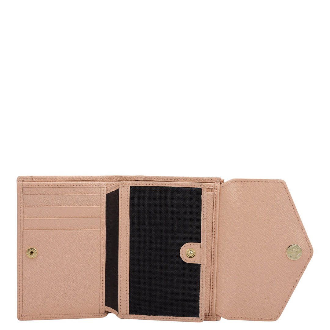 Monogram Leather Ladies Wallet - Peach