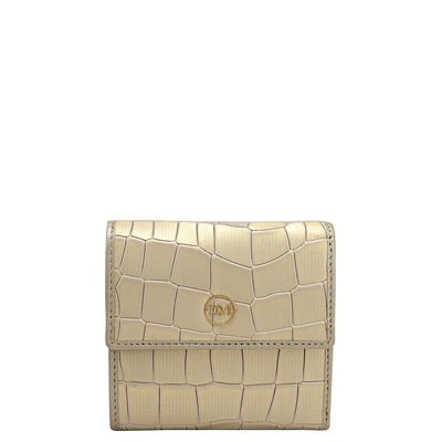 Croco Leather Ladies Wallet - Gold