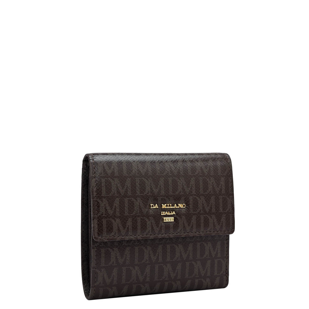 Monogram Leather Ladies Wallet - Chocolate