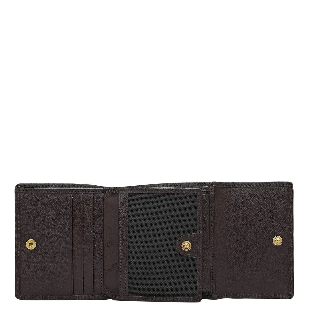 Monogram Leather Ladies Wallet - Chocolate