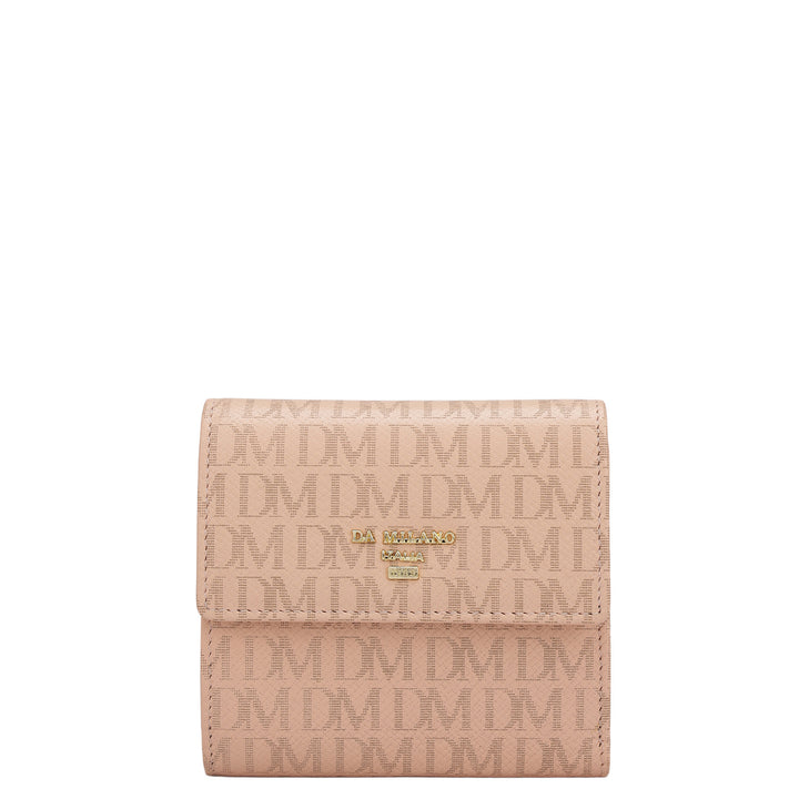Monogram Leather Ladies Wallet - Peach