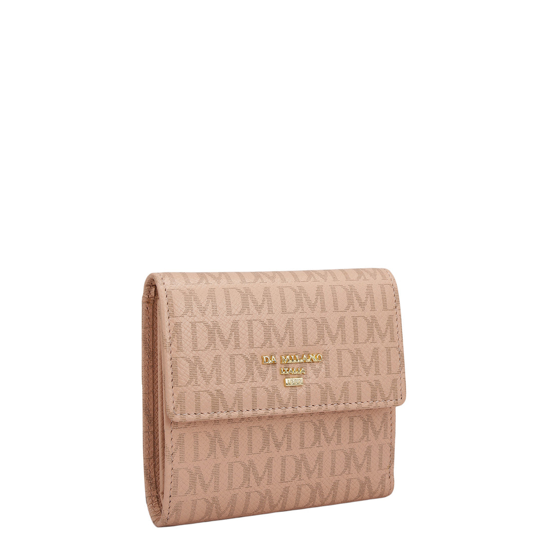 Monogram Leather Ladies Wallet - Peach