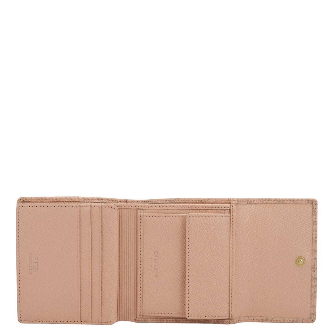 Monogram Leather Ladies Wallet - Peach