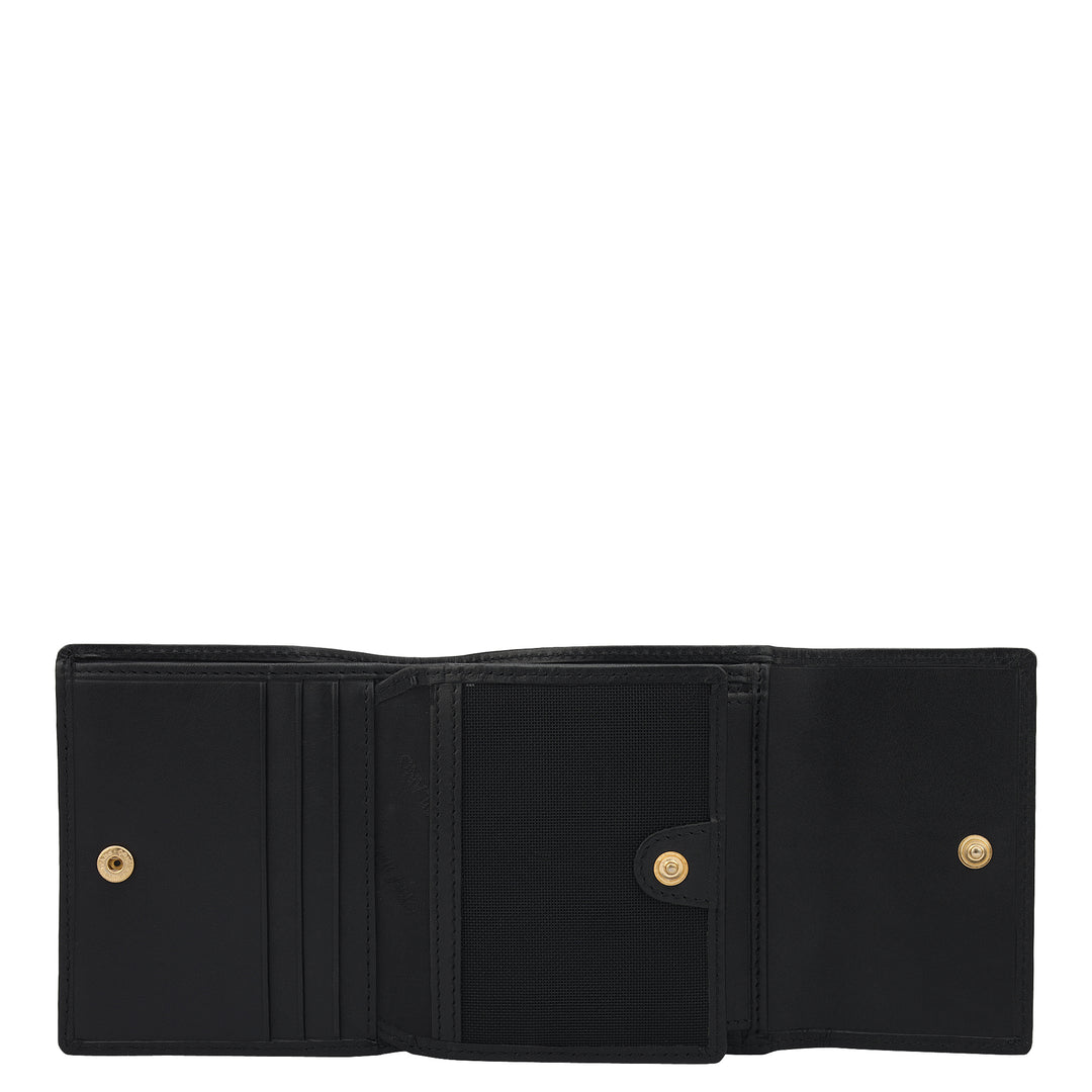 Plain Leather Ladies Wallet - Black