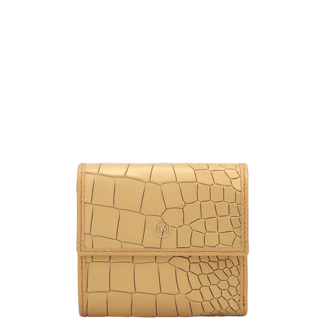 Croco Leather Ladies Wallet - Gold