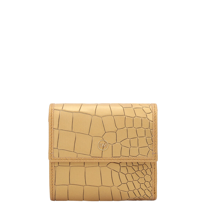 Croco Leather Ladies Wallet - Gold