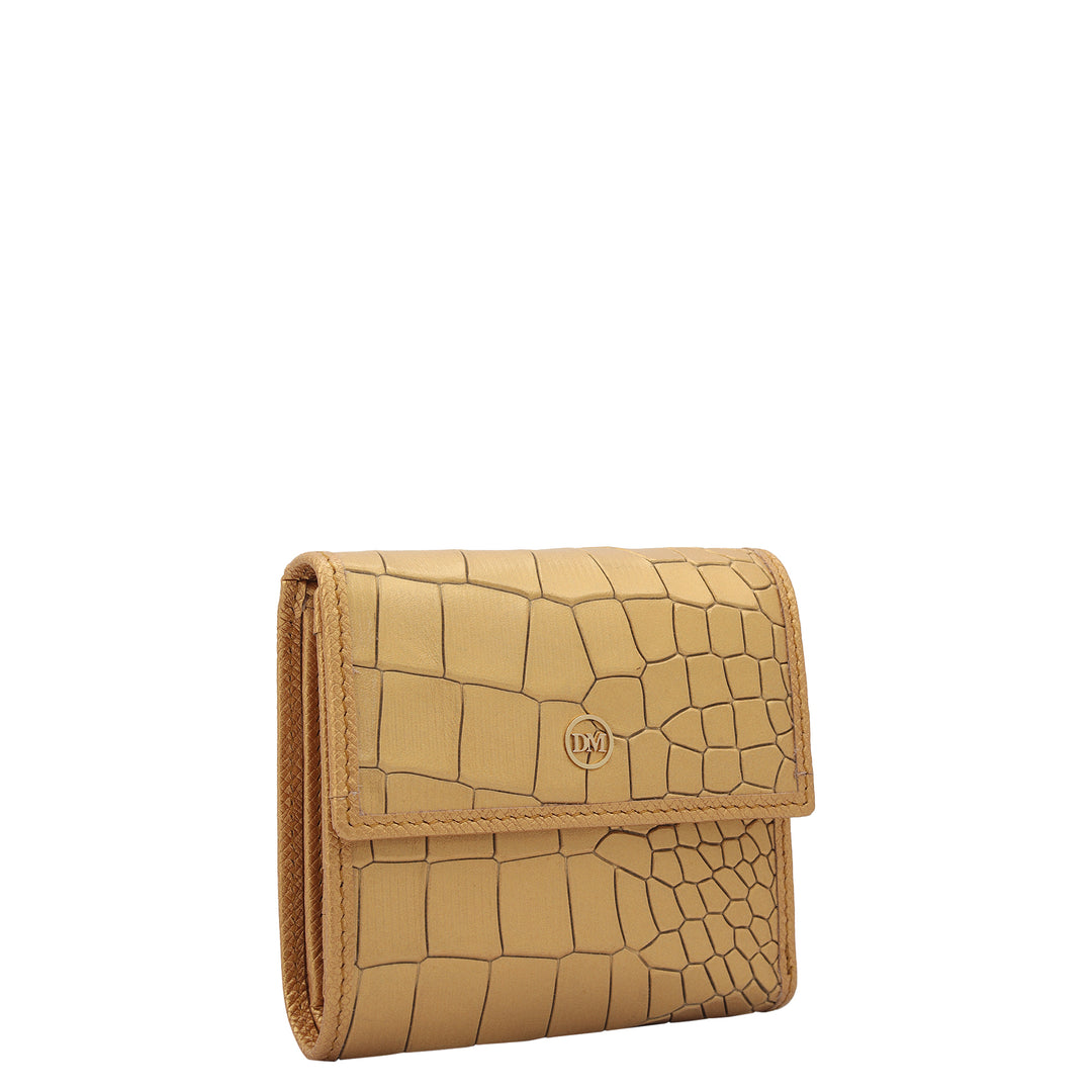 Croco Leather Ladies Wallet - Gold