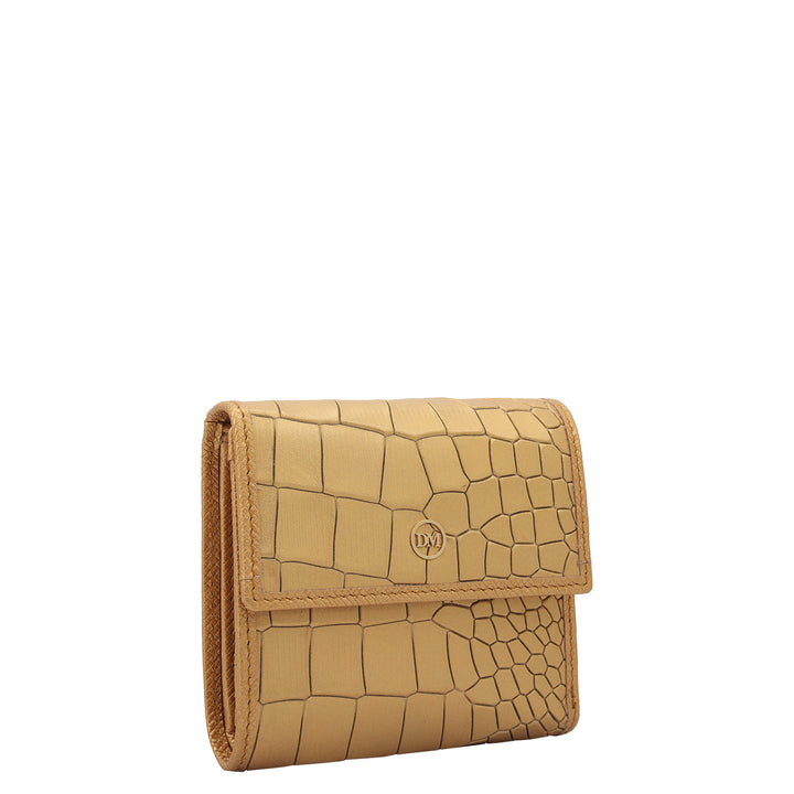 Croco Leather Ladies Wallet - Gold