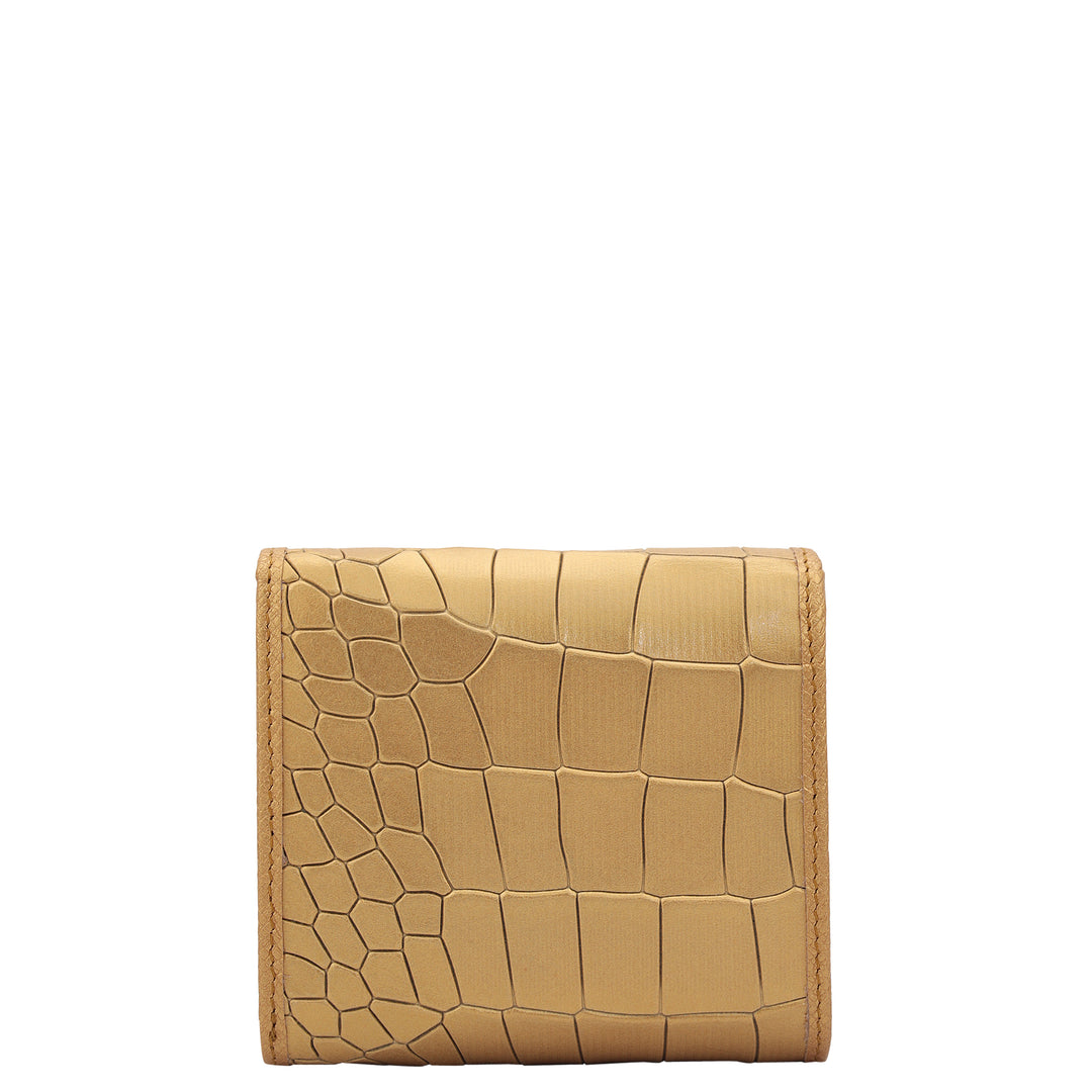 Croco Leather Ladies Wallet - Gold