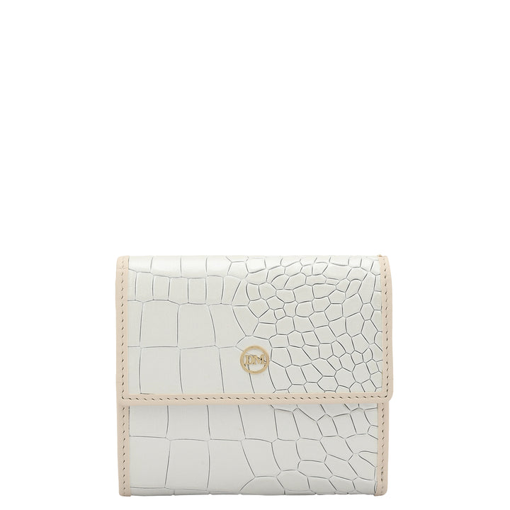 Croco Leather Ladies Wallet - Pearl
