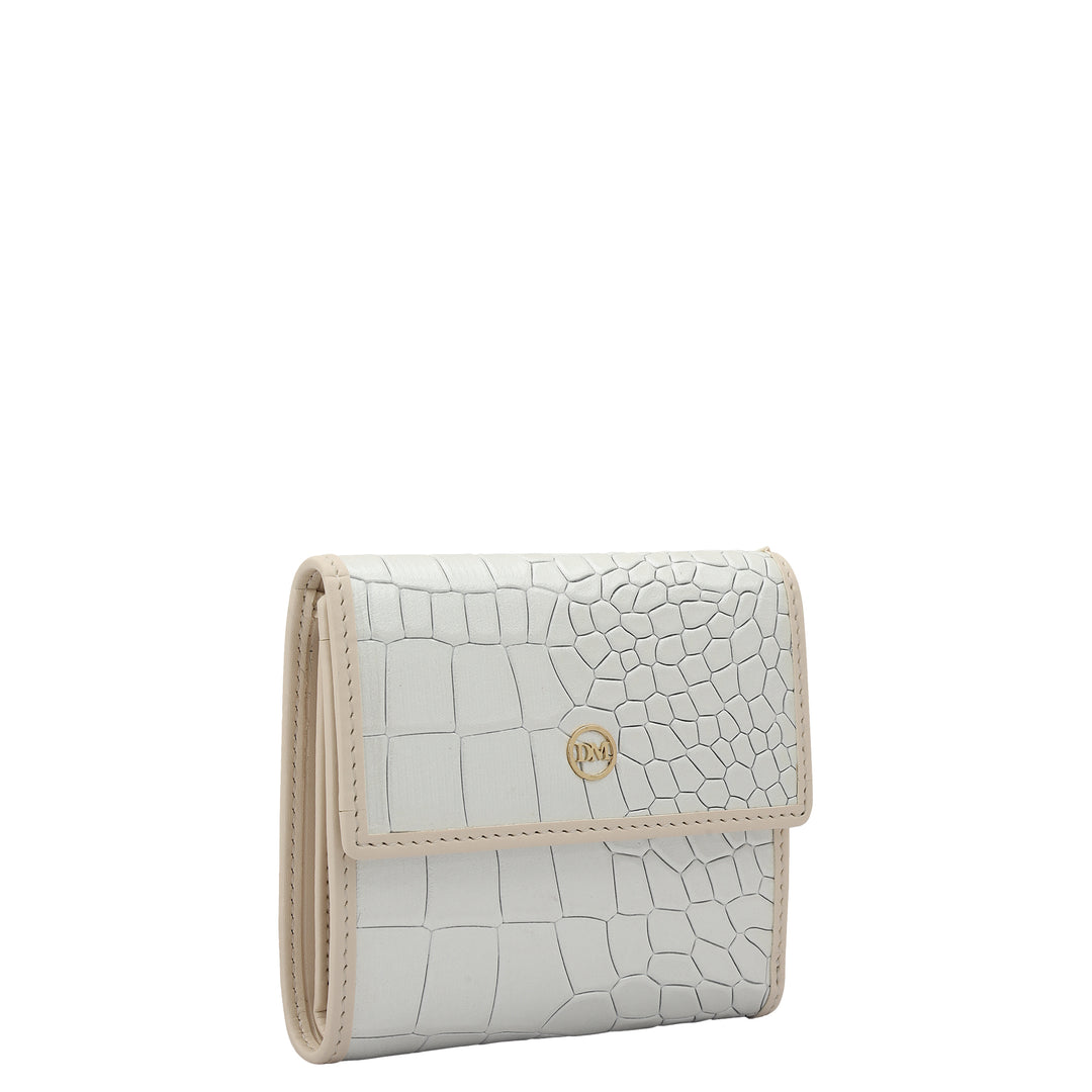 Croco Leather Ladies Wallet - Pearl