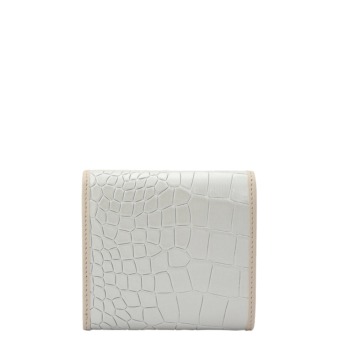 Croco Leather Ladies Wallet - Pearl