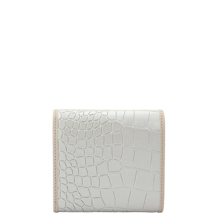 Croco Leather Ladies Wallet - Pearl