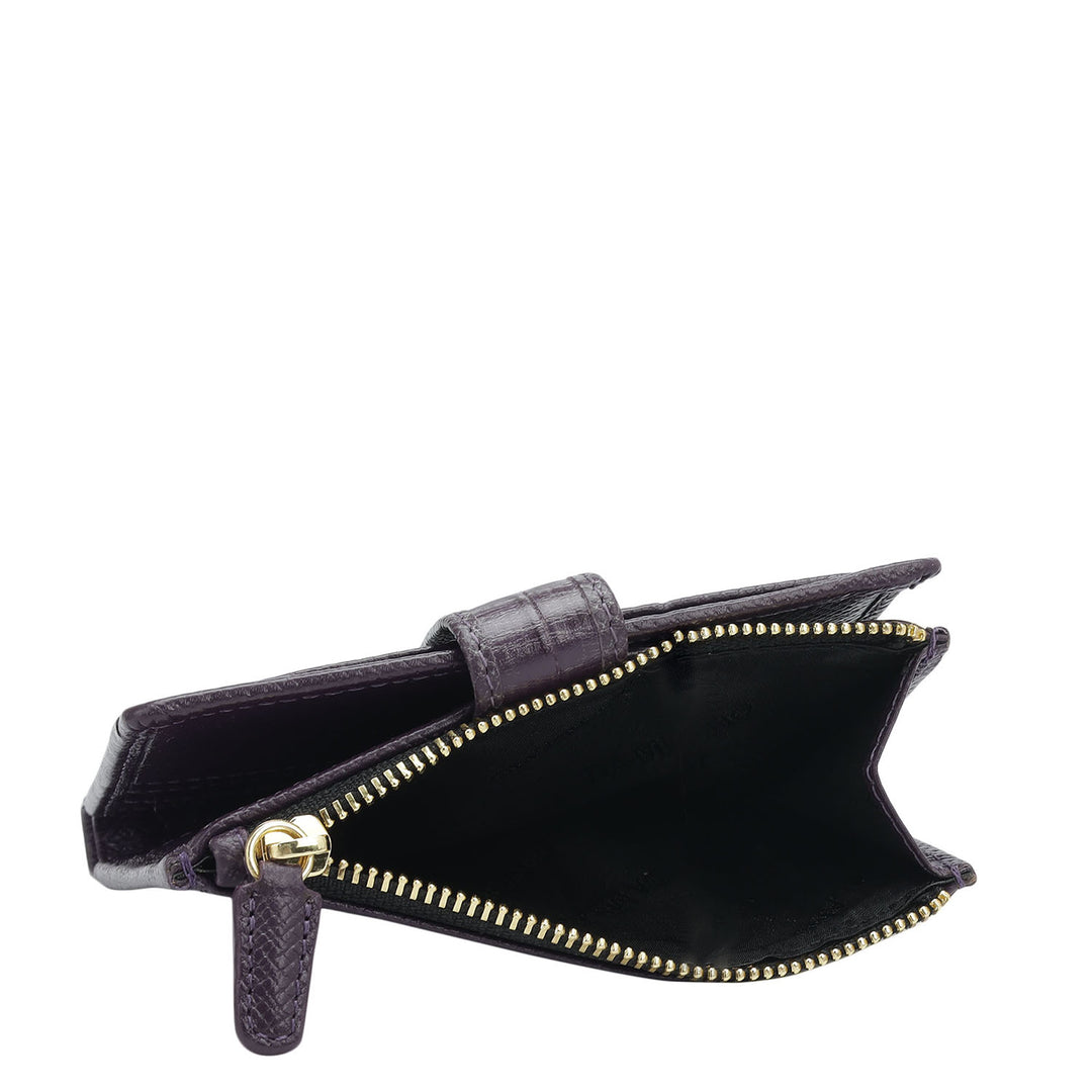 Croco Leather Ladies Wallet - Grapevine