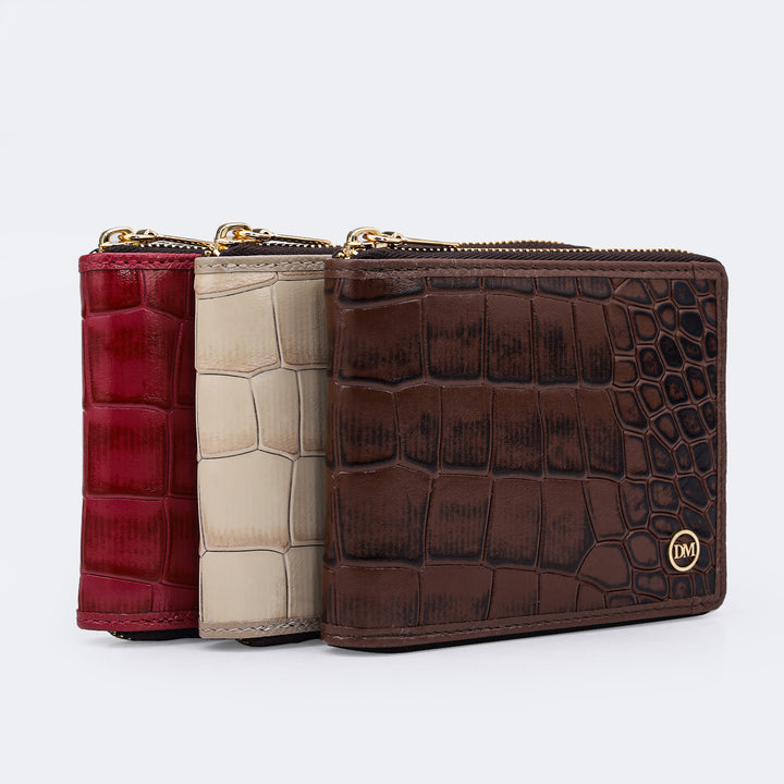Croco Leather Ladies Wallet - Frost