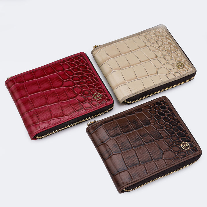Croco Leather Ladies Wallet - Plumberry