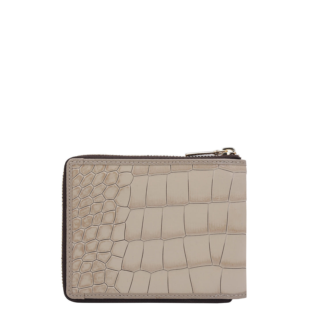 Croco Leather Ladies Wallet - Frost