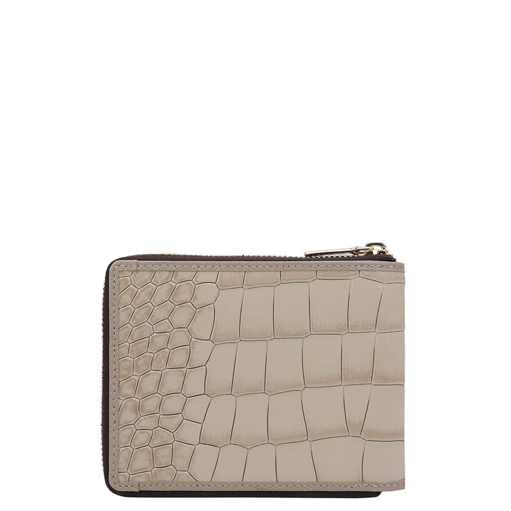 Croco Leather Ladies Wallet - Frost