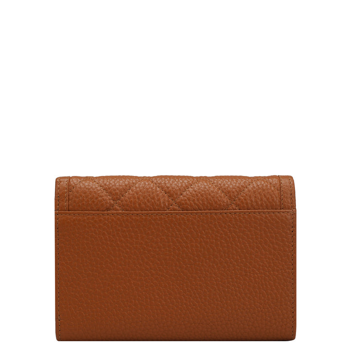 Quilting Wax Leather Ladies Wallet - Orange