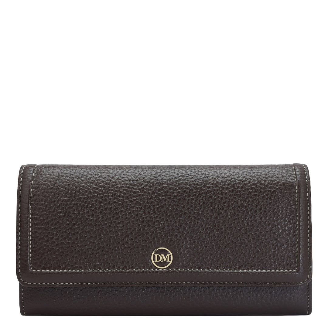 Wax Leather Ladies Wallet - Chocolate