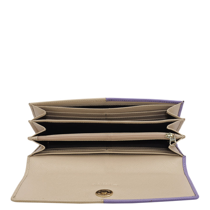 Franzy Leather Ladies Wallet - Purple Haze & Dove