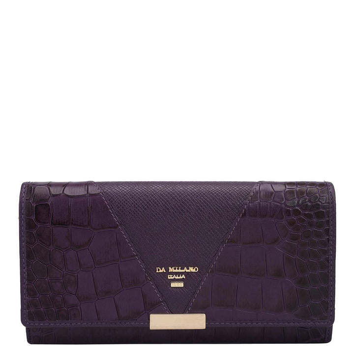 Croco Franzy Leather Ladies Wallet - Grapevine