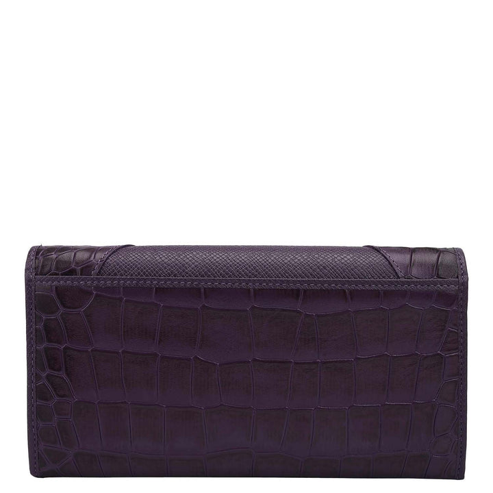 Croco Franzy Leather Ladies Wallet - Grapevine