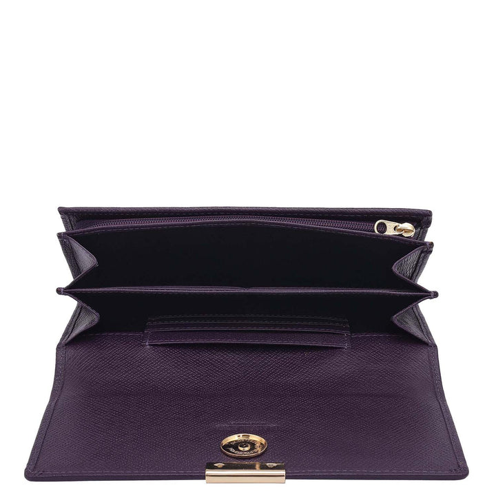 Croco Franzy Leather Ladies Wallet - Grapevine