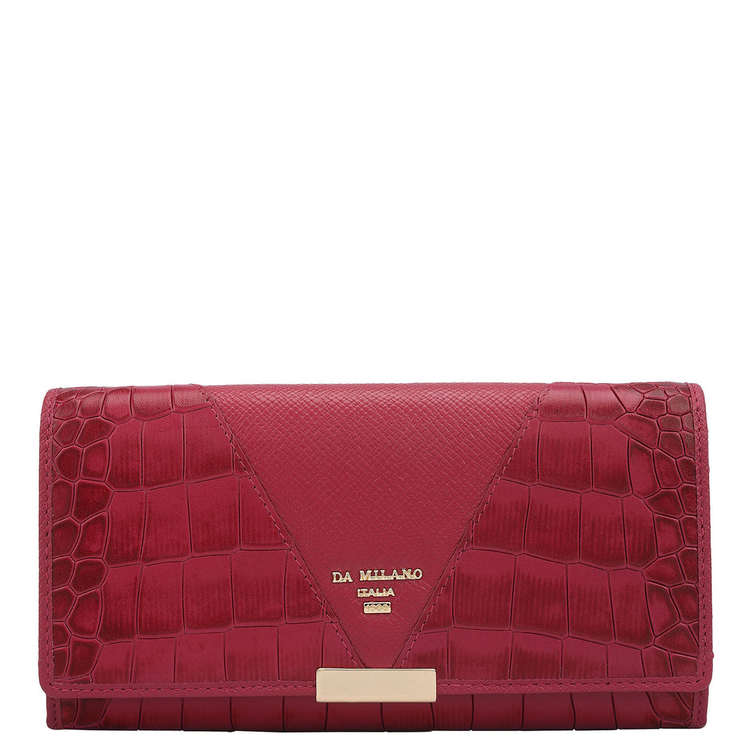 Croco Franzy Leather Ladies Wallet - Plumberry