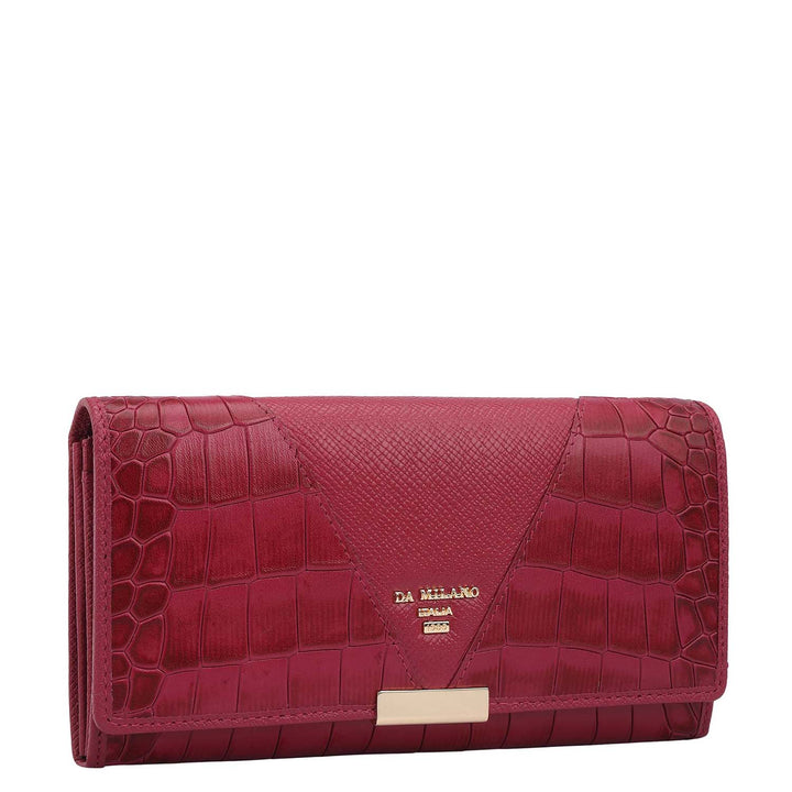 Croco Franzy Leather Ladies Wallet - Plumberry