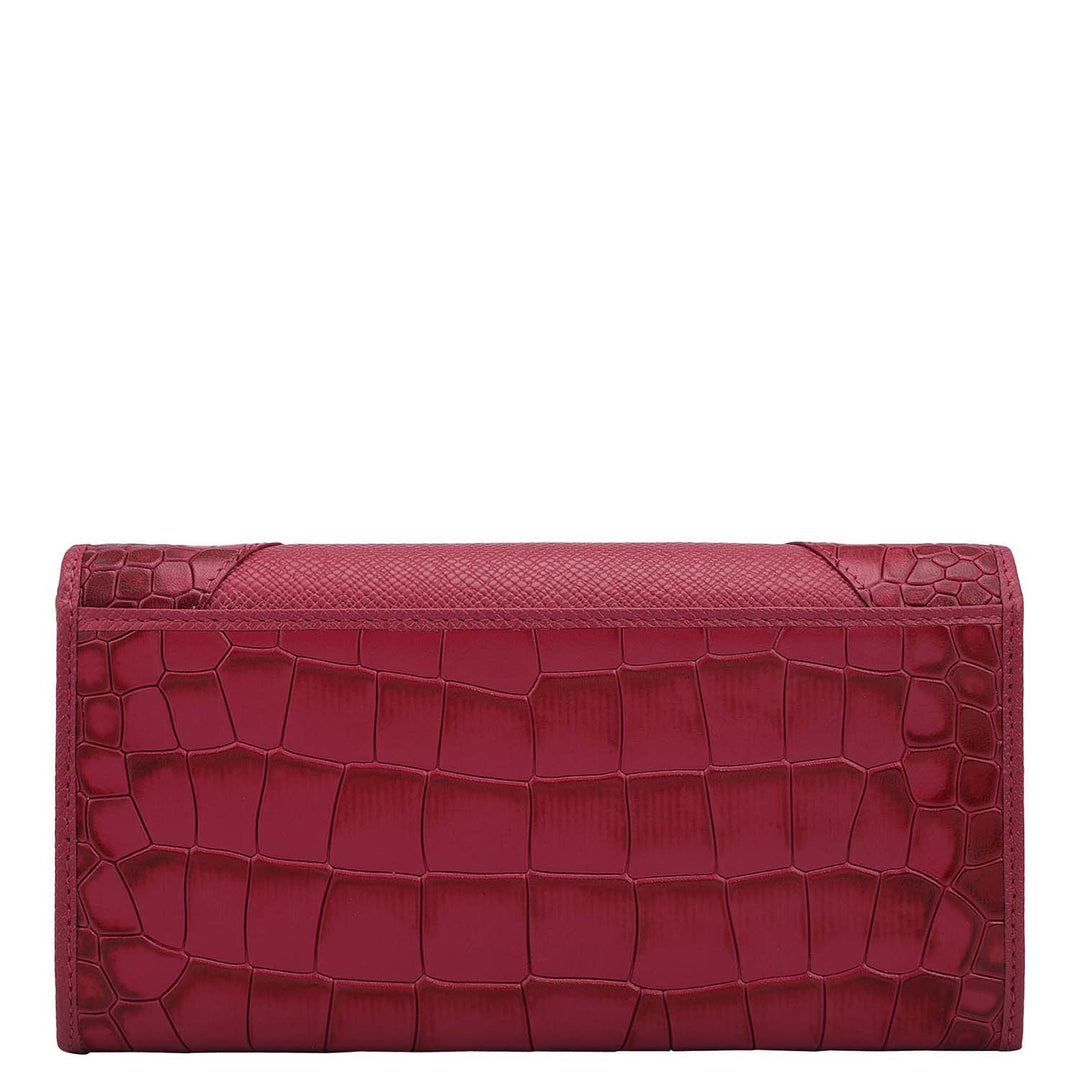 Croco Franzy Leather Ladies Wallet - Plumberry