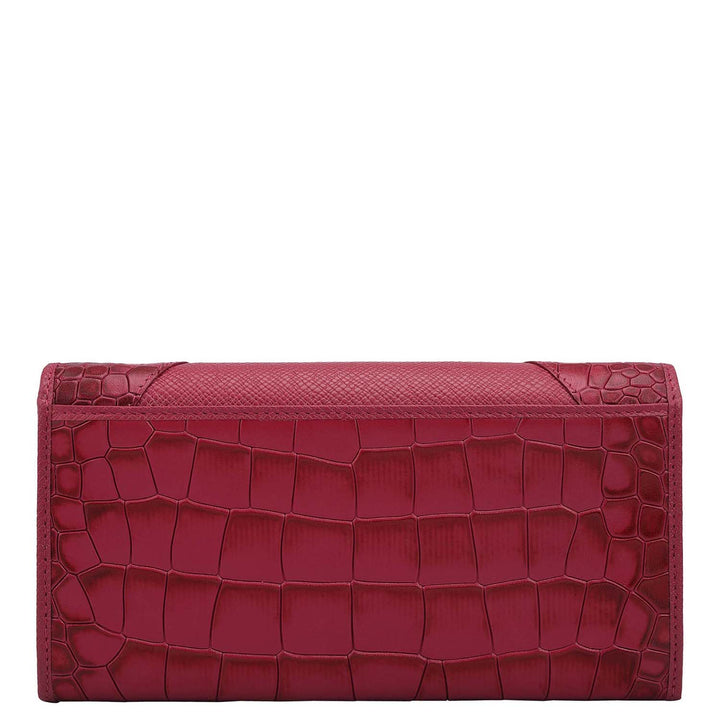 Croco Franzy Leather Ladies Wallet - Plumberry